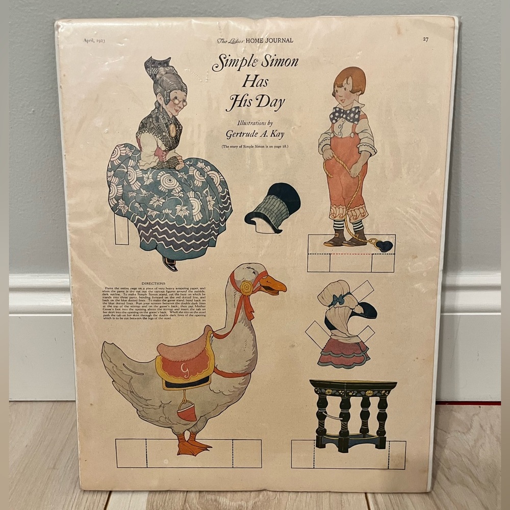 1923 Ladies Home Journal Paper Doll: Simple Simon Nursery Rhyme